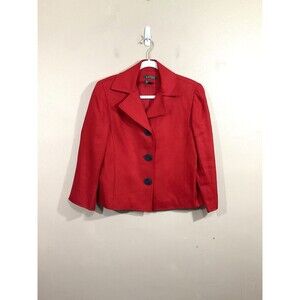Lauren Ralph Lauren Womens 100% Linen Blazer 12 Red Anchor Buttons Nautical
